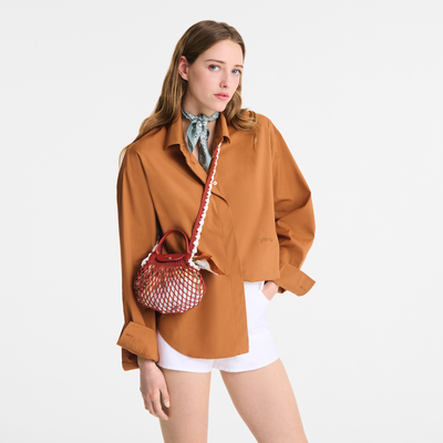 Le Pliage Collection XS Mesh bag , Terracotta - Canvas